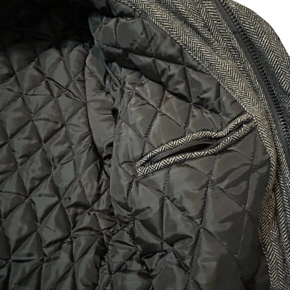 Urban Classics Jacket Coat Mens Size XL Dark Gray Herringbone Wool Blend Warm - Picture 7 of 12